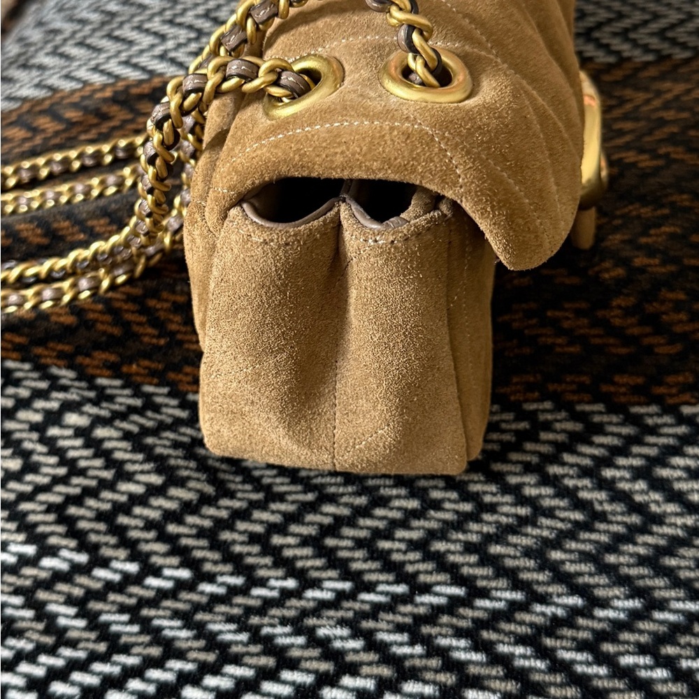 Coach Quilted Suede Shoulder Bag in Caramel with Gold Hardware - Picture 10 of 11